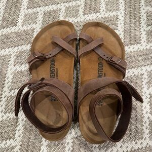 Birkenstock Brown Leather Strappy Sandals